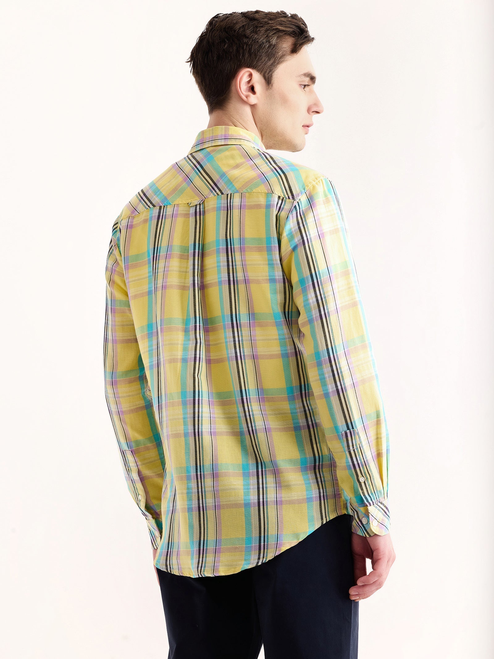 Yellow Checked Linen Shirt