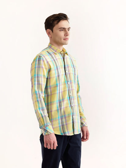 Yellow Checked Linen Shirt