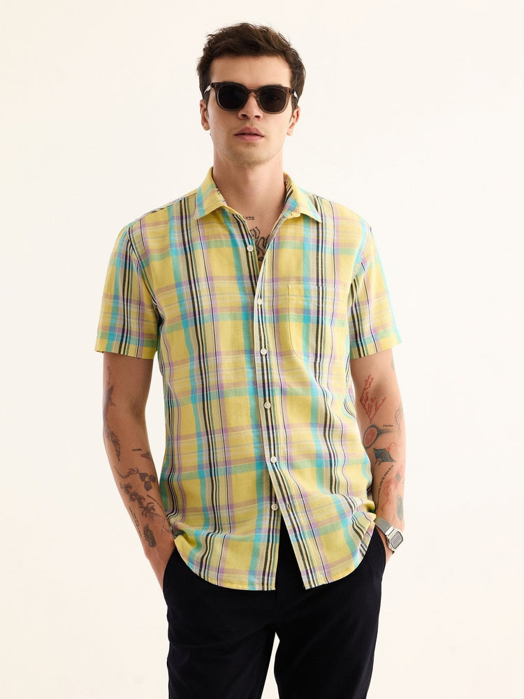 Yellow Checked Linen Shirt