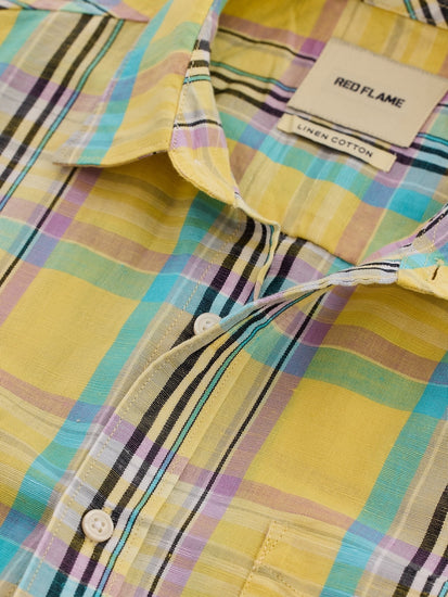 Yellow Checked Linen Shirt