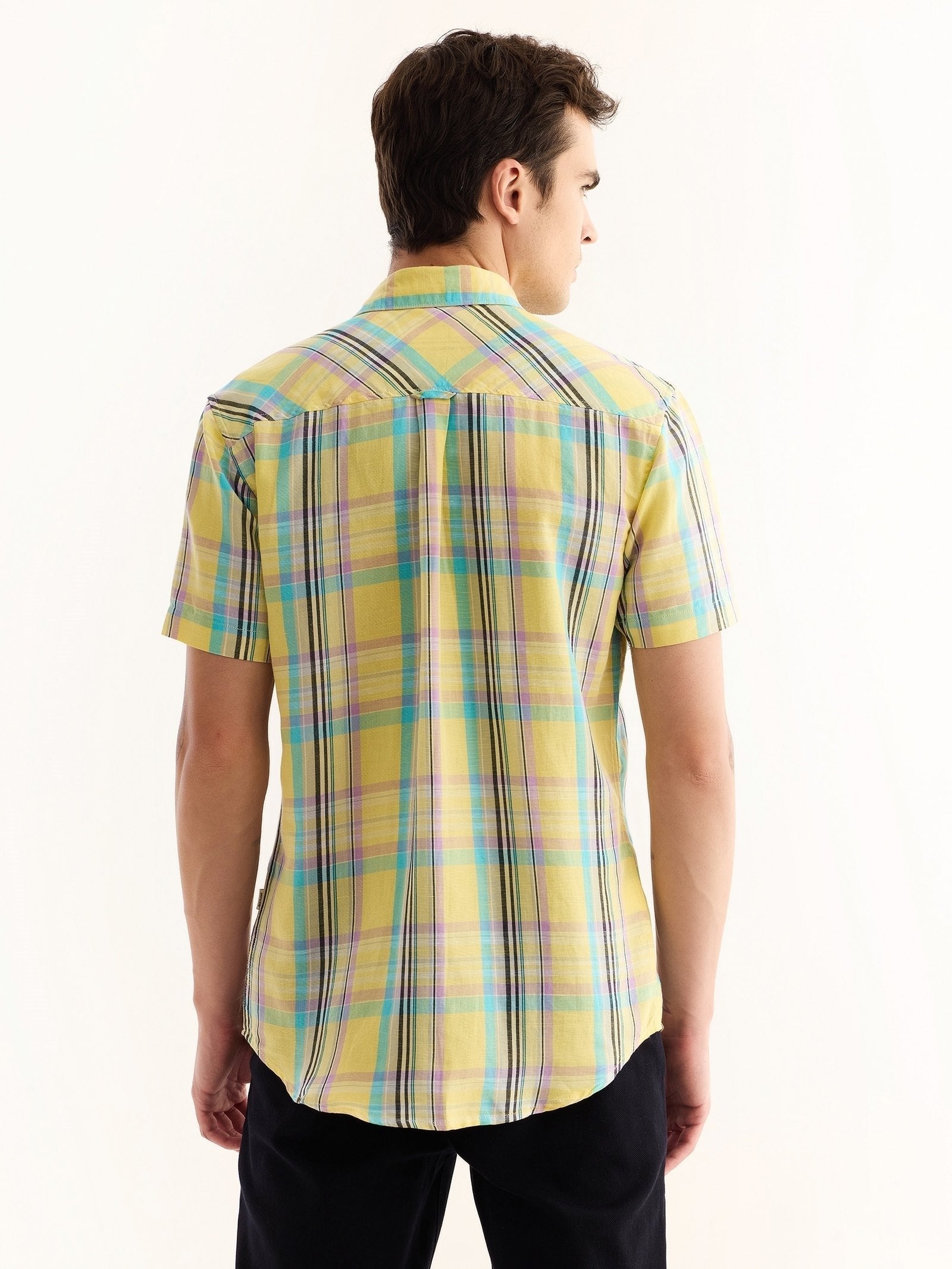 Yellow Checked Linen Shirt