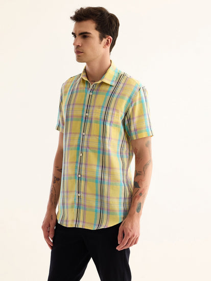 Yellow Checked Linen Shirt