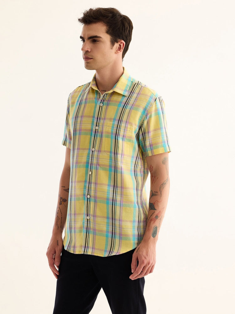 Yellow Checked Linen Shirt