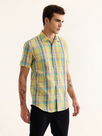 Yellow Checked Linen Shirt