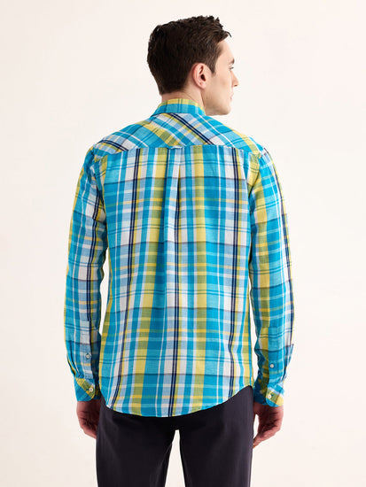 Blue Checked Linen Shirt