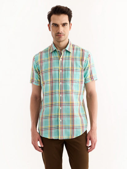 Green Checked Linen Shirt