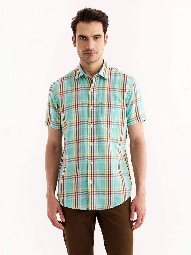 Green Checked Linen Shirt