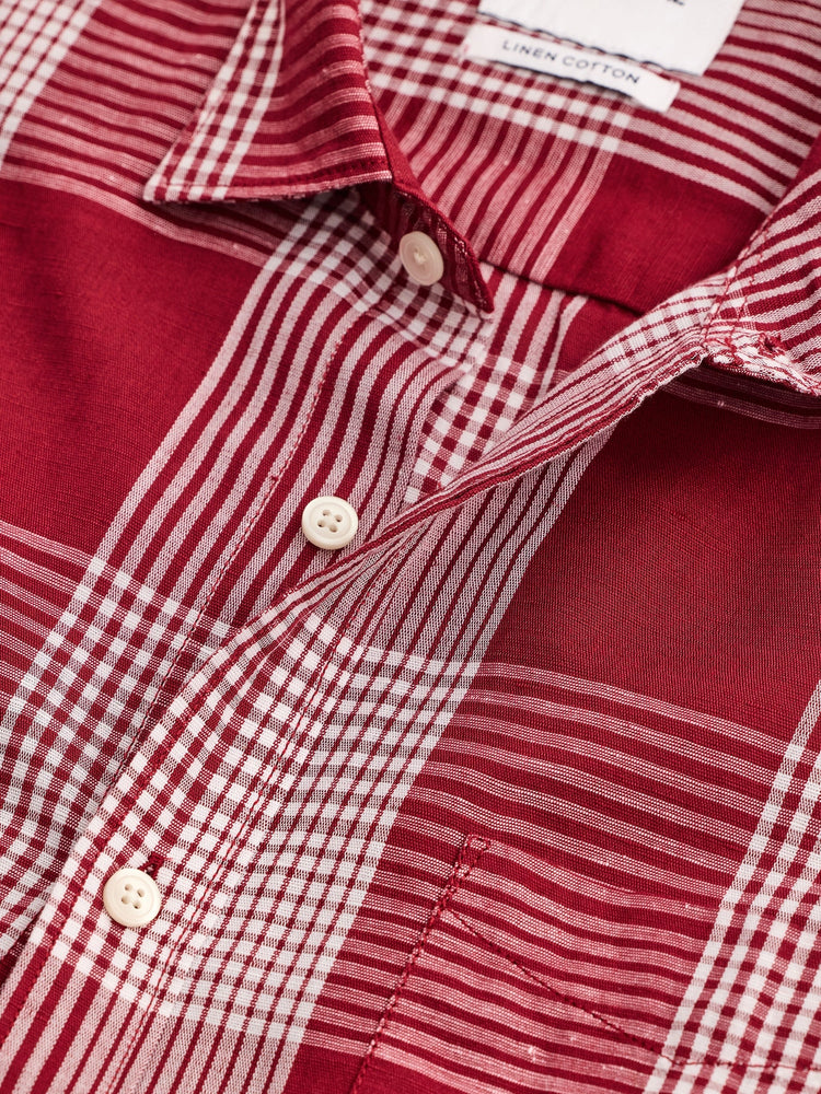 Maroon Checked Linen Shirt