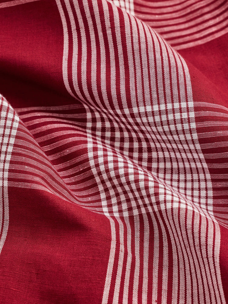 Maroon Checked Linen Shirt