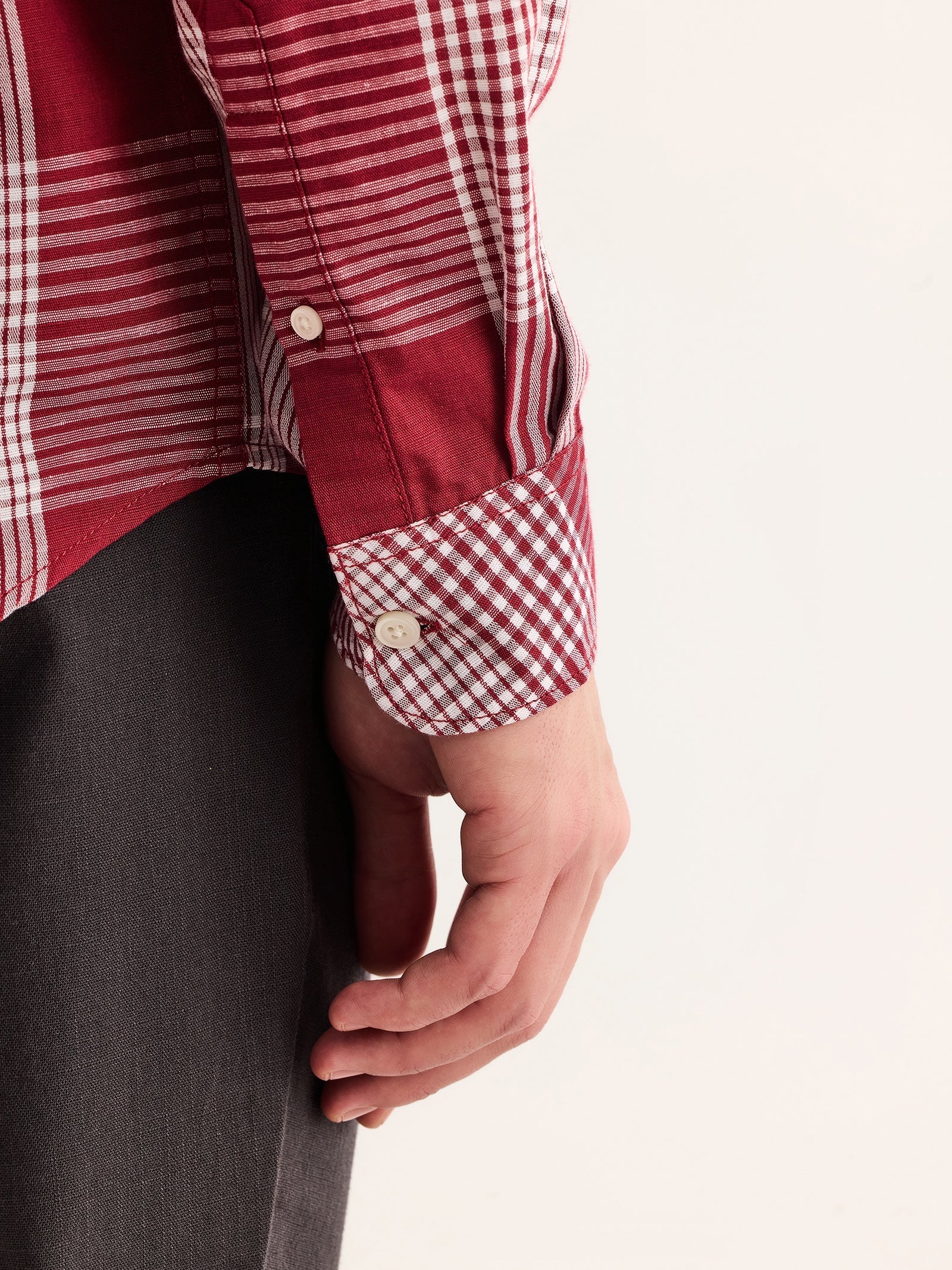 Maroon Checked Linen Shirt