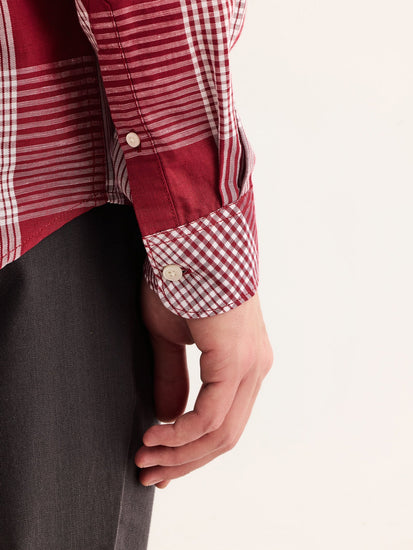 Maroon Checked Linen Shirt
