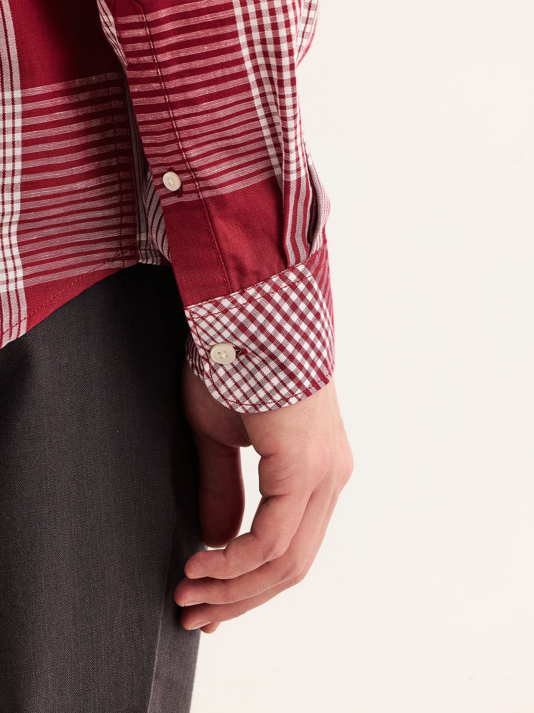 Maroon Checked Linen Shirt