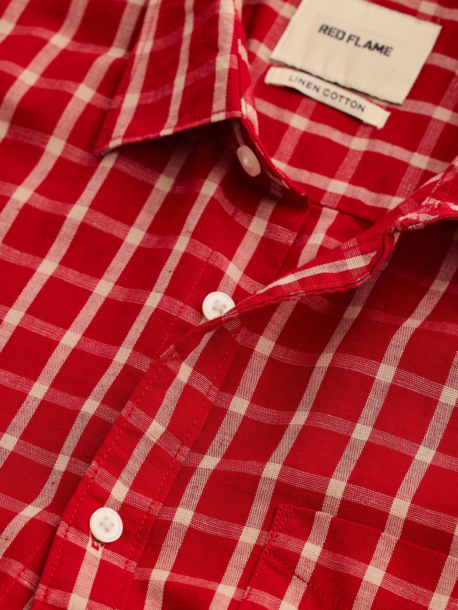 Red Checked Linen Shirt