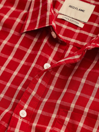 Red Checked Linen Shirt