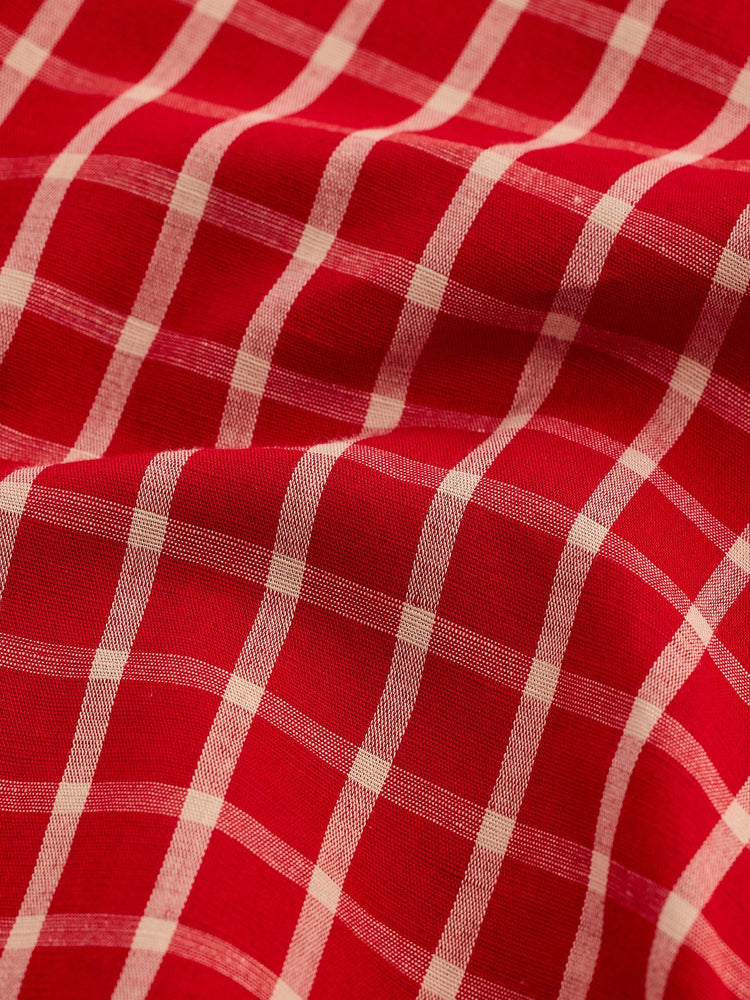 Red Checked Linen Shirt