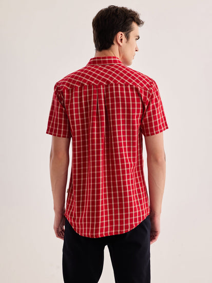Red Checked Linen Shirt