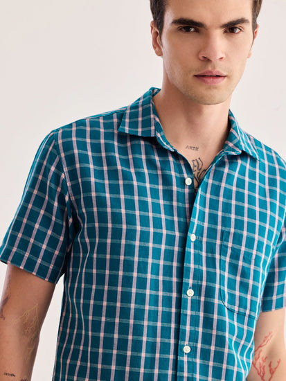 Green Checked Linen Shirt