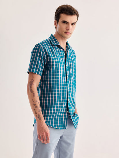 Green Checked Linen Shirt