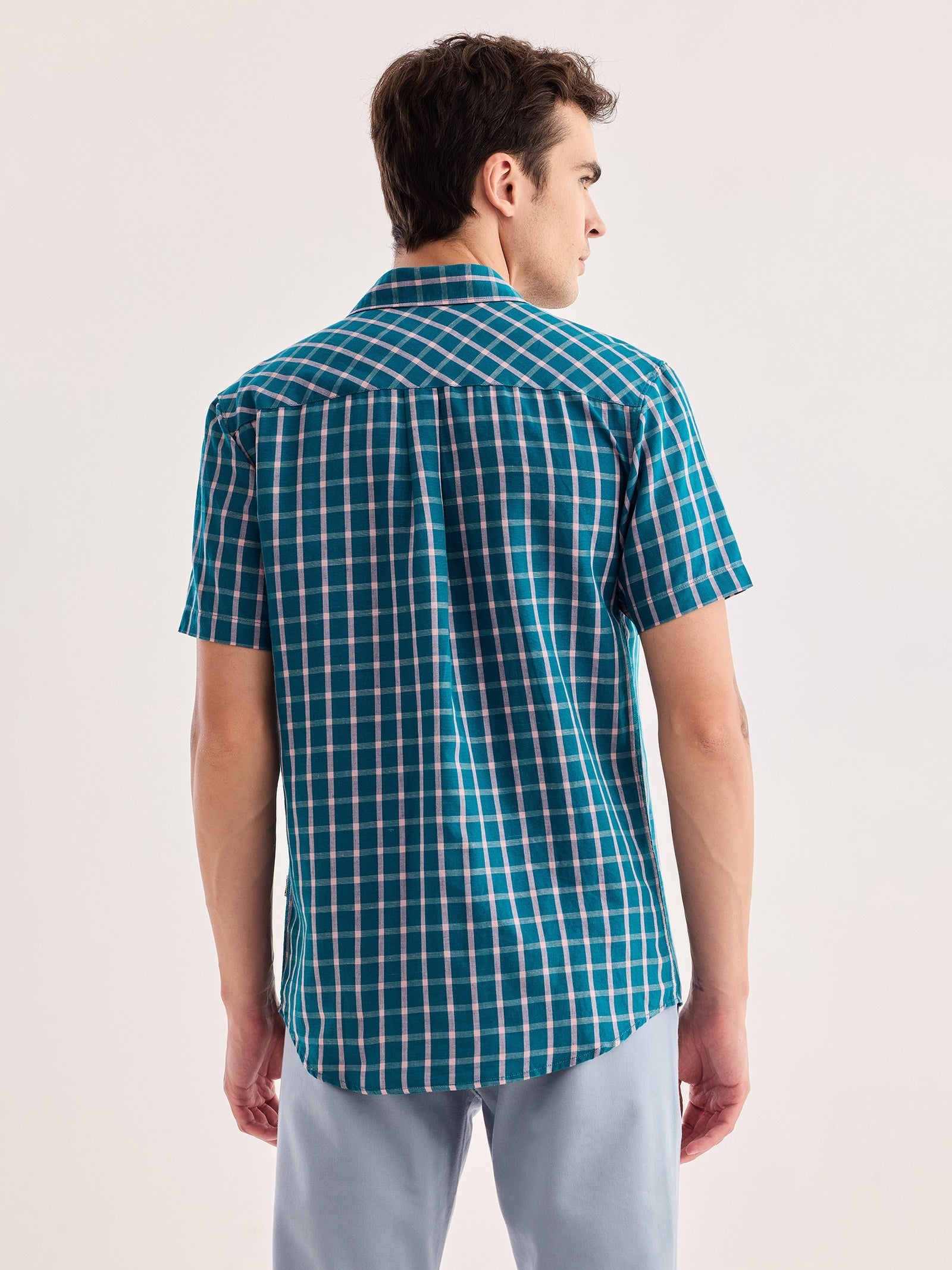 Green Checked Linen Shirt