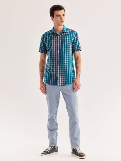 Green Checked Linen Shirt