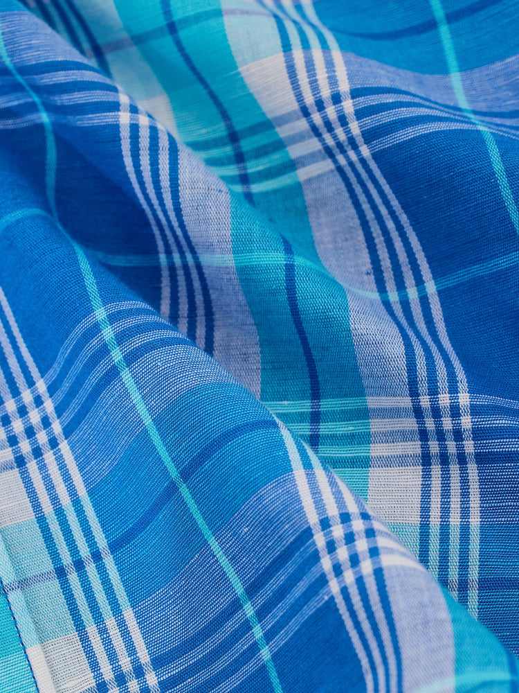 Blue Checked Linen Shirt