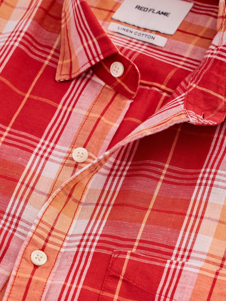 Red Checked Linen Shirt