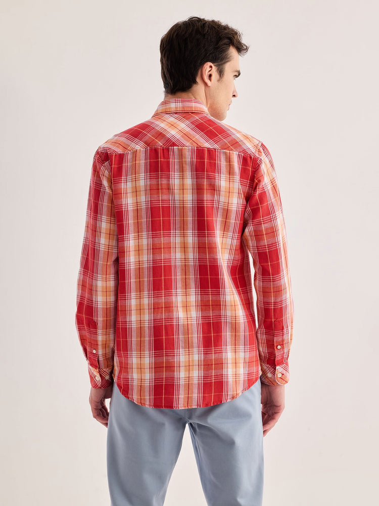 Red Checked Linen Shirt