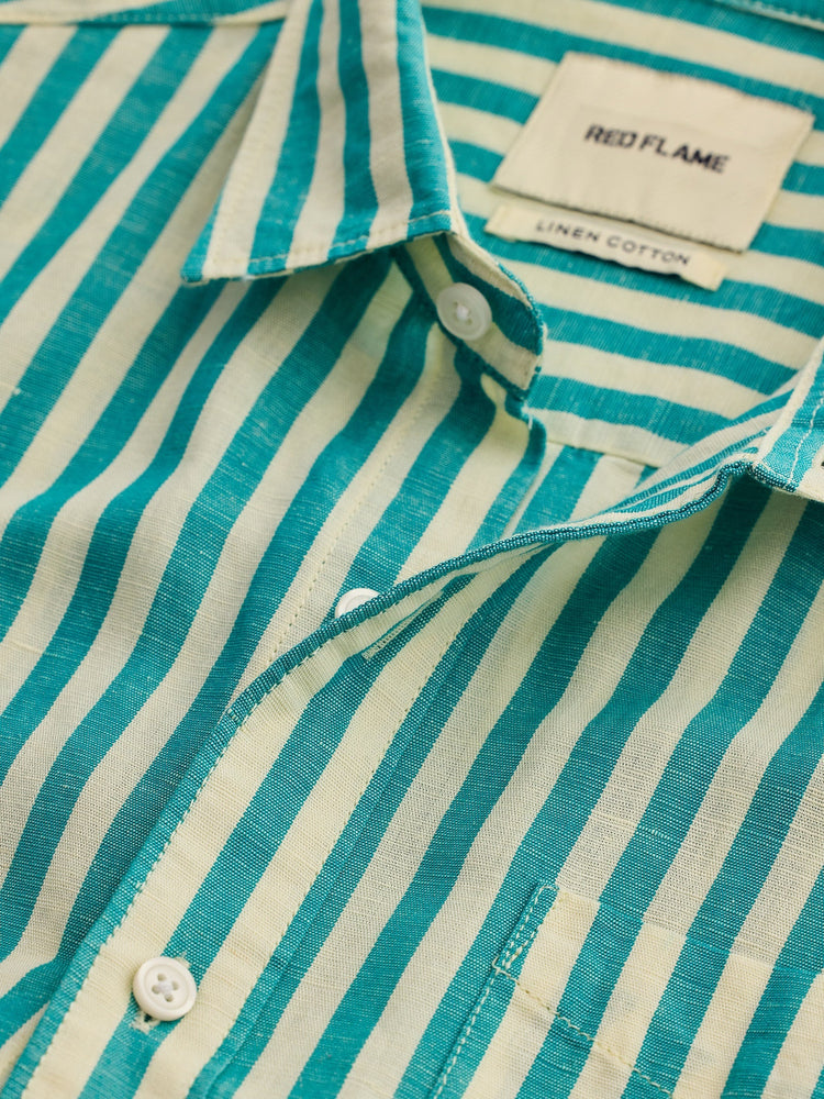 Green Striped Linen Shirt