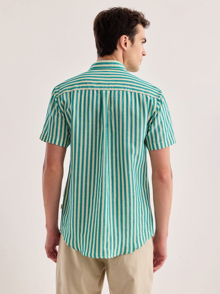 Green Striped Linen Shirt
