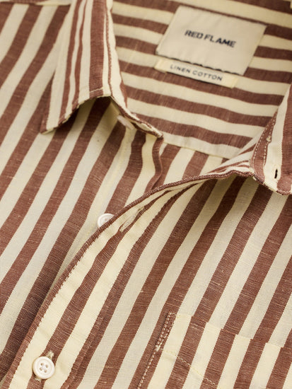 Brown Striped Linen Shirt