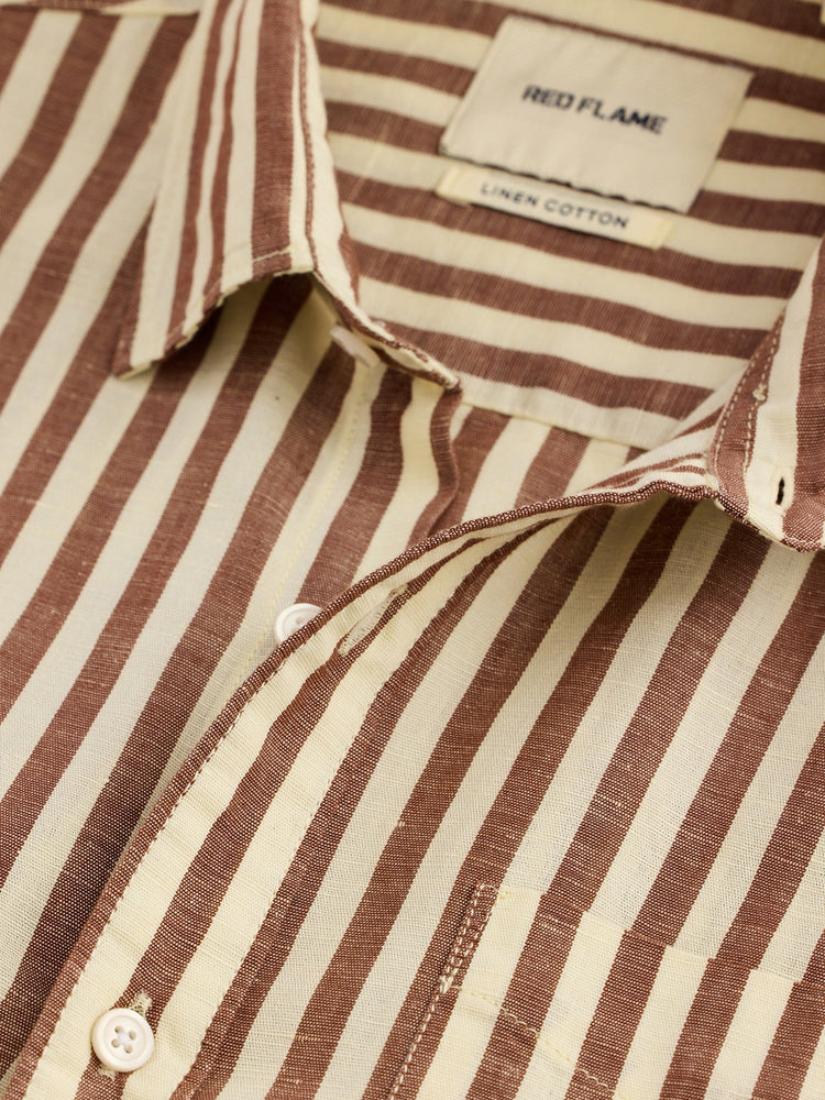 Brown Striped Linen Shirt