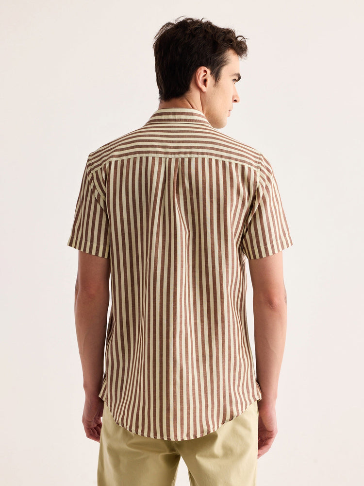 Brown Striped Linen Shirt
