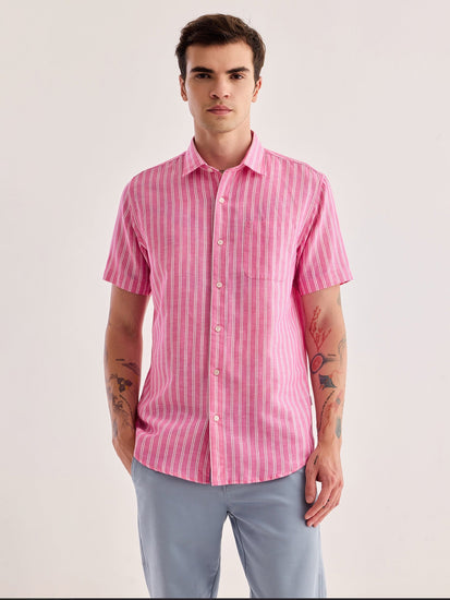 Pink Striped Linen Shirt