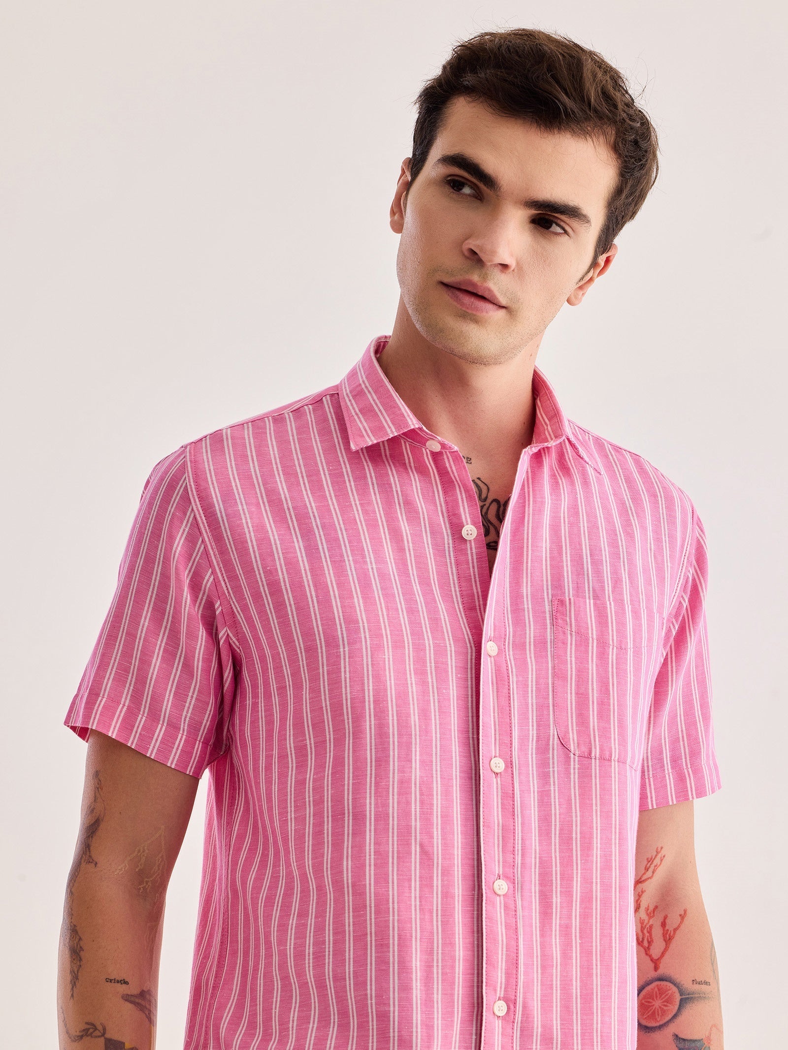 Pink Striped Linen Shirt