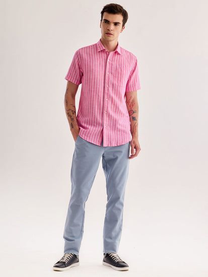 Pink Striped Linen Shirt