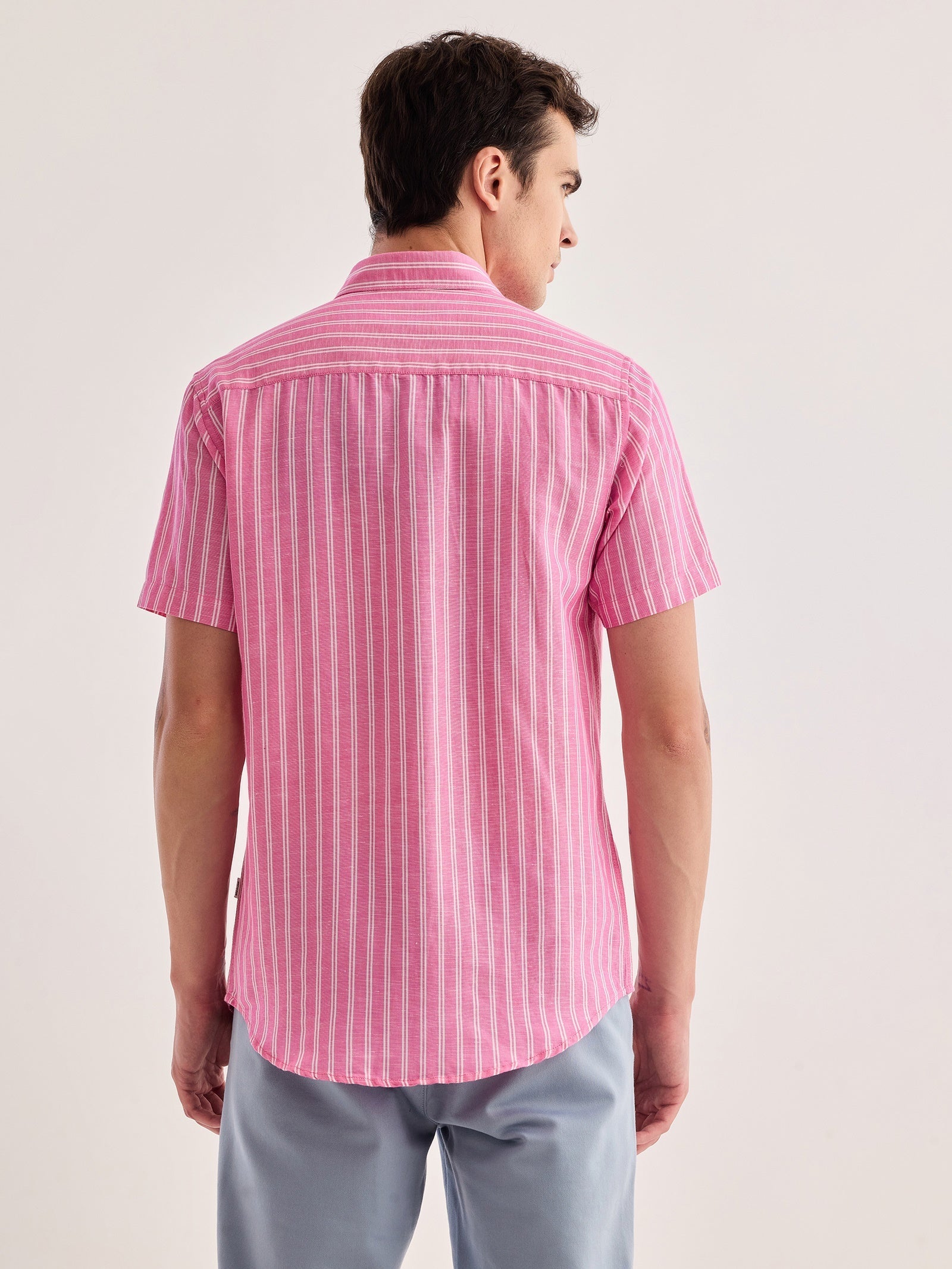Pink Striped Linen Shirt