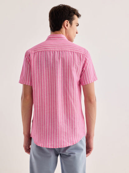 Pink Striped Linen Shirt