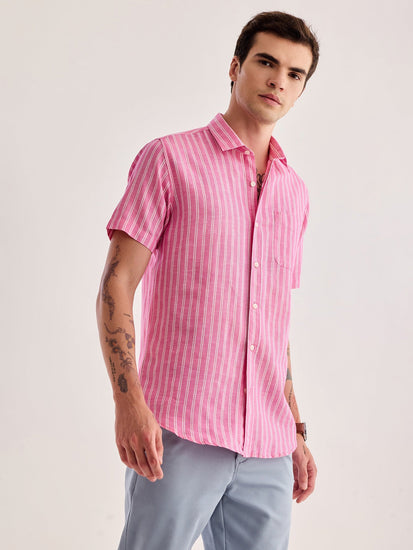 Pink Striped Linen Shirt