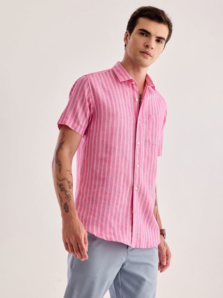 Pink Striped Linen Shirt