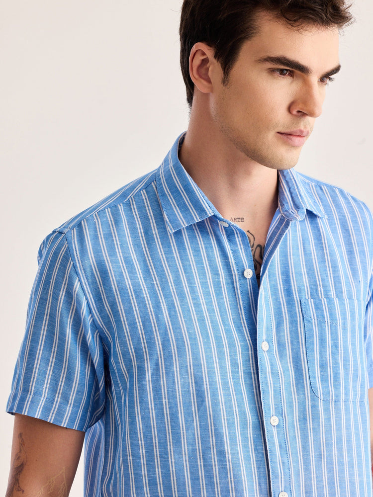 Blue Striped Linen Shirt