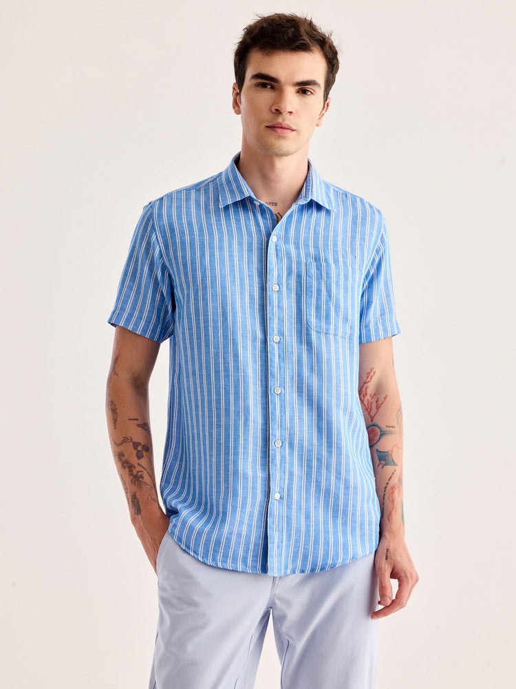 Blue Striped Linen Shirt