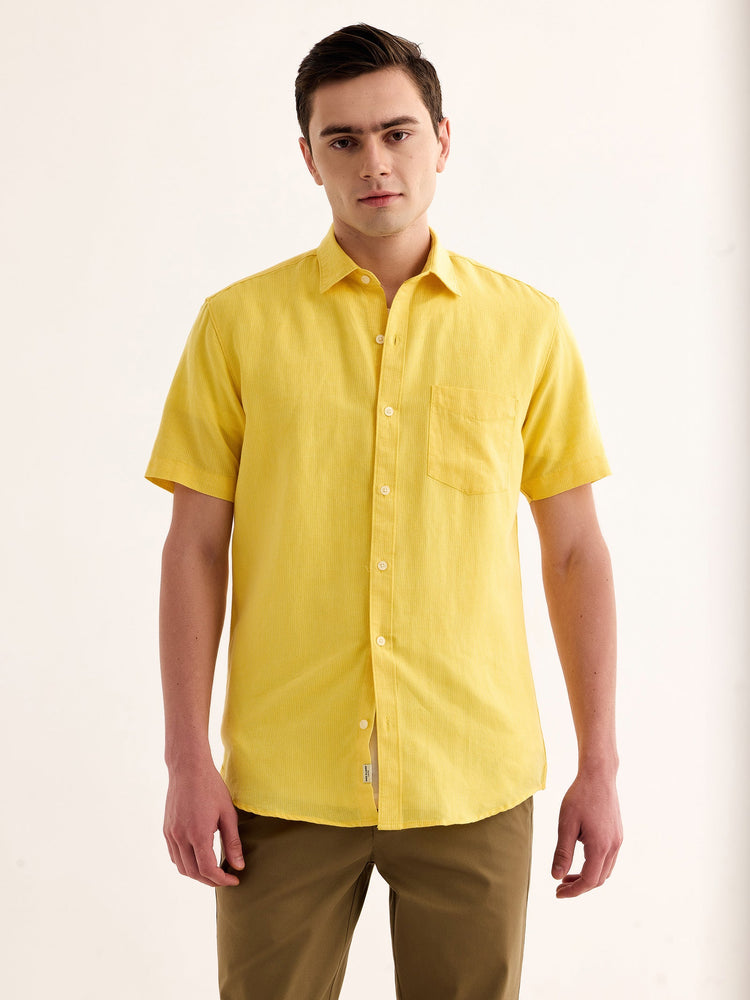 Yellow Striped Linen Shirt