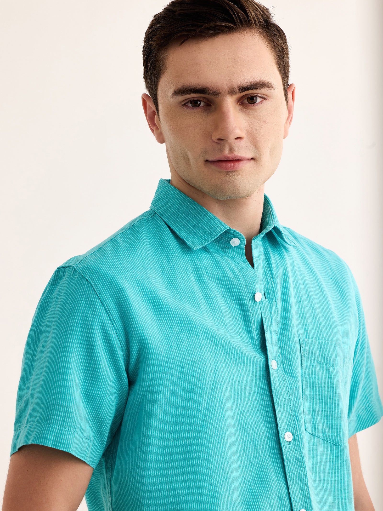 Green Striped Linen Shirt