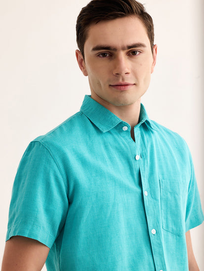 Green Striped Linen Shirt