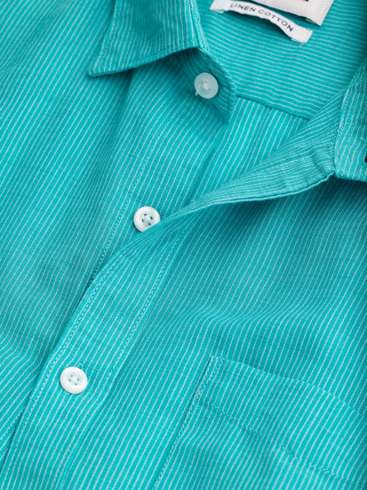 Green Striped Linen Shirt