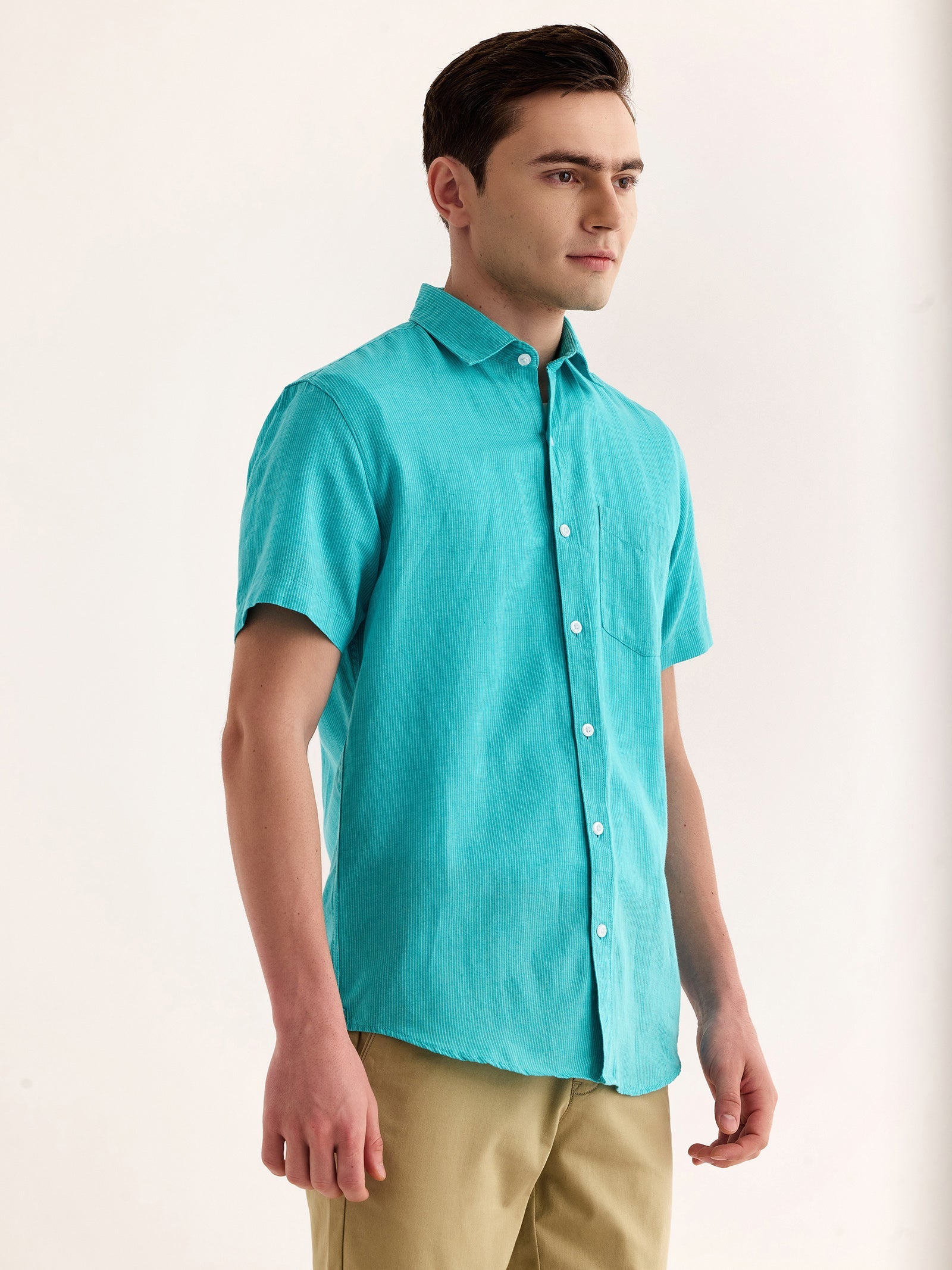 Green Striped Linen Shirt