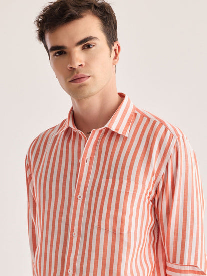 Red Striped Linen Shirt