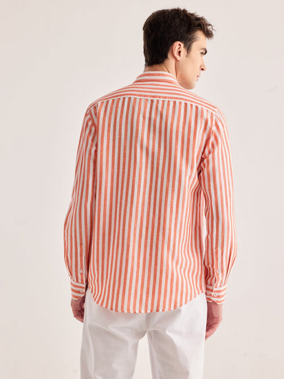 Red Striped Linen Shirt