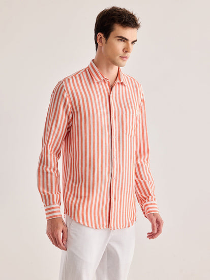Red Striped Linen Shirt