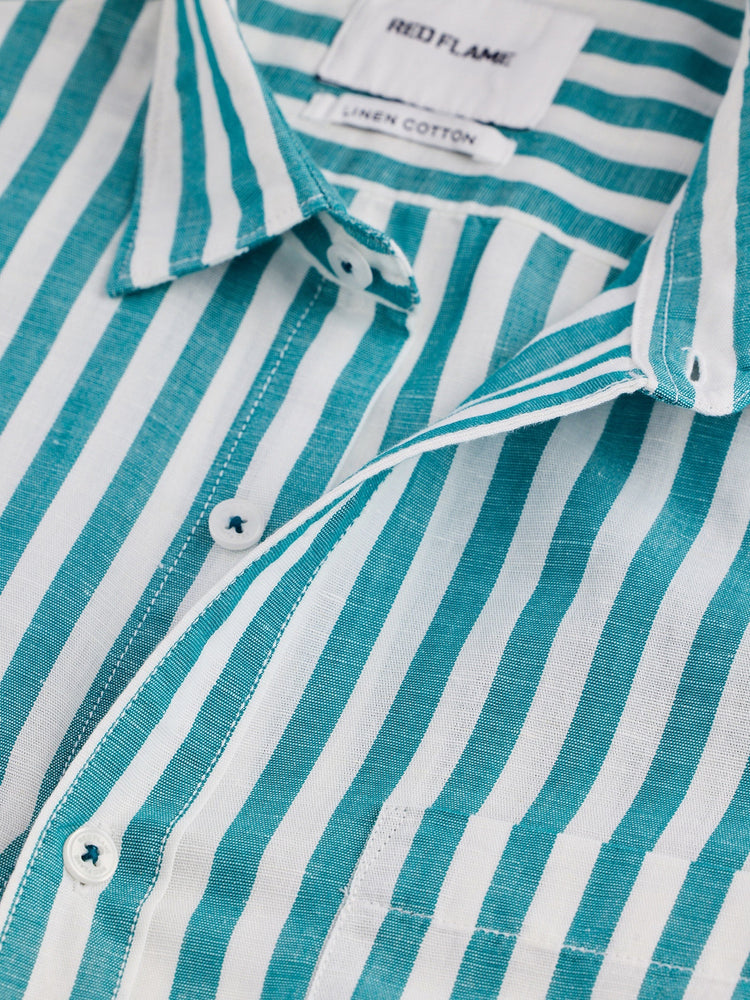 Green Striped Linen Shirt
